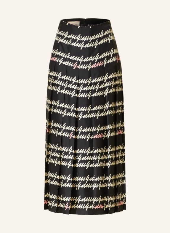 GUCCI Faltenrock aus Seide SCHWARZ/ ECRU