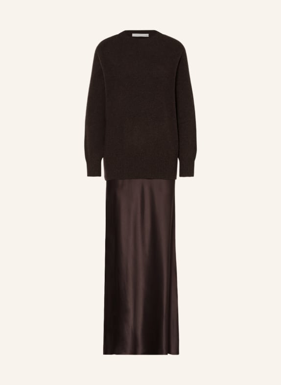 CHRISTOPHER ESBER Dress MONUMENT in mixed materials with silk and cashmere DARK BROWN