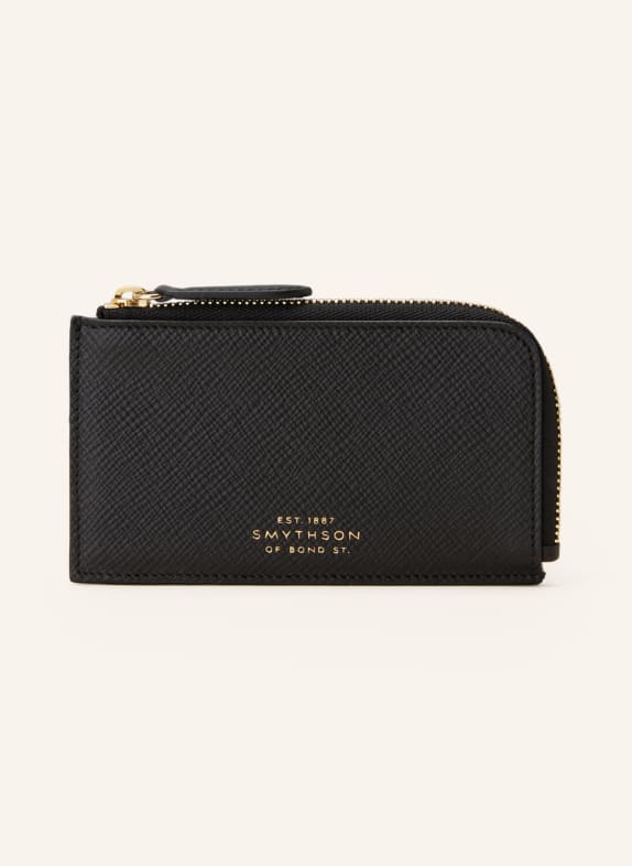 SMYTHSON Card case PANAMA with coin compartment BLACK