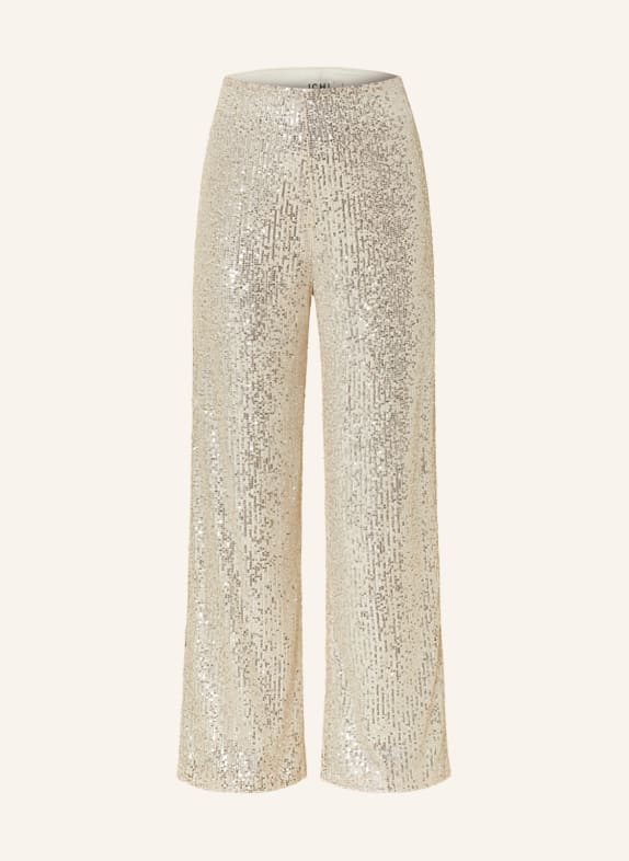 ICHI Wide leg trousers IHFAUCI with sequins BEIGE