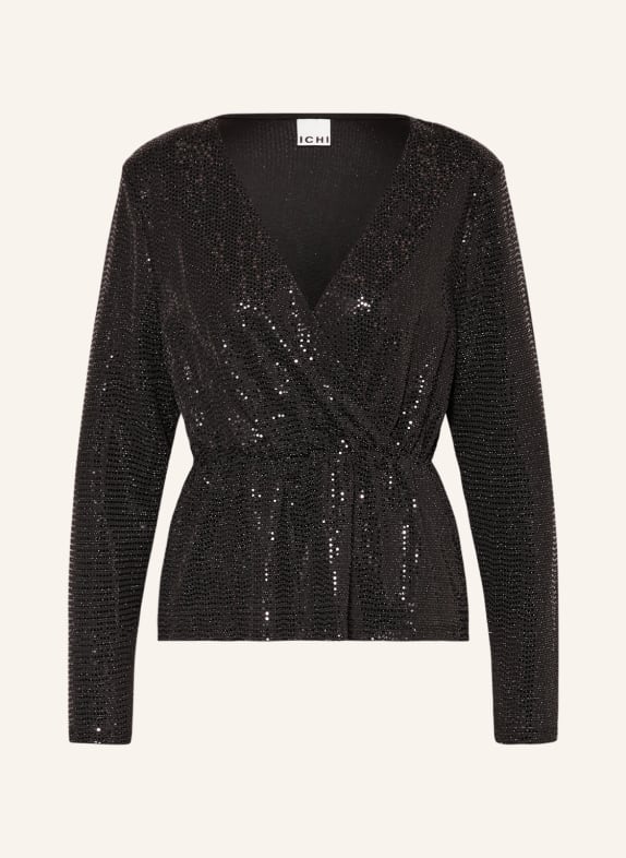 ICHI Shirt blouse IHLOANE with glitter thread and sequins BLACK