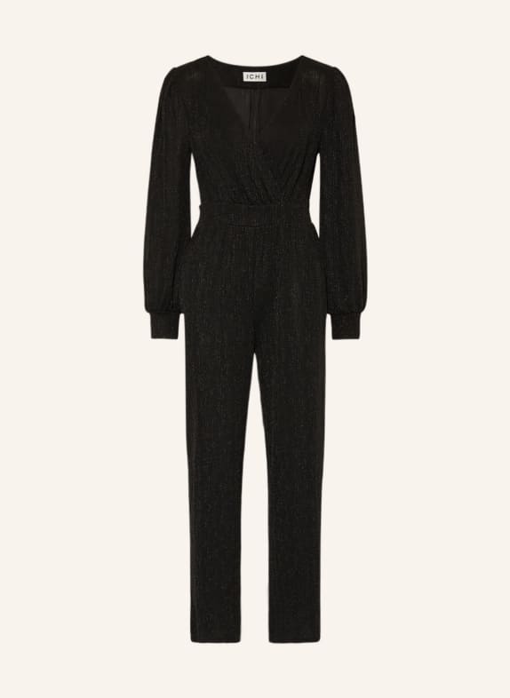 ICHI Jersey jumpsuit IHNELLY with glitter thread BLACK