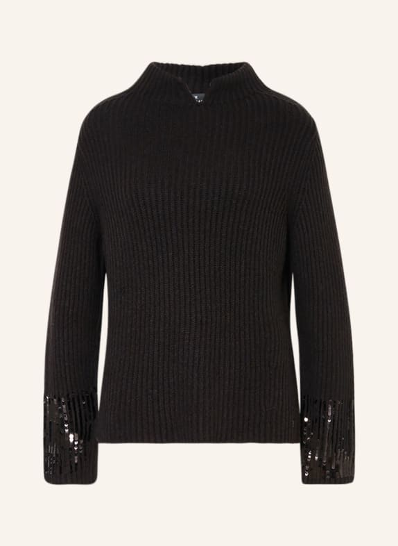 monari Pullover mit Pailletten SCHWARZ