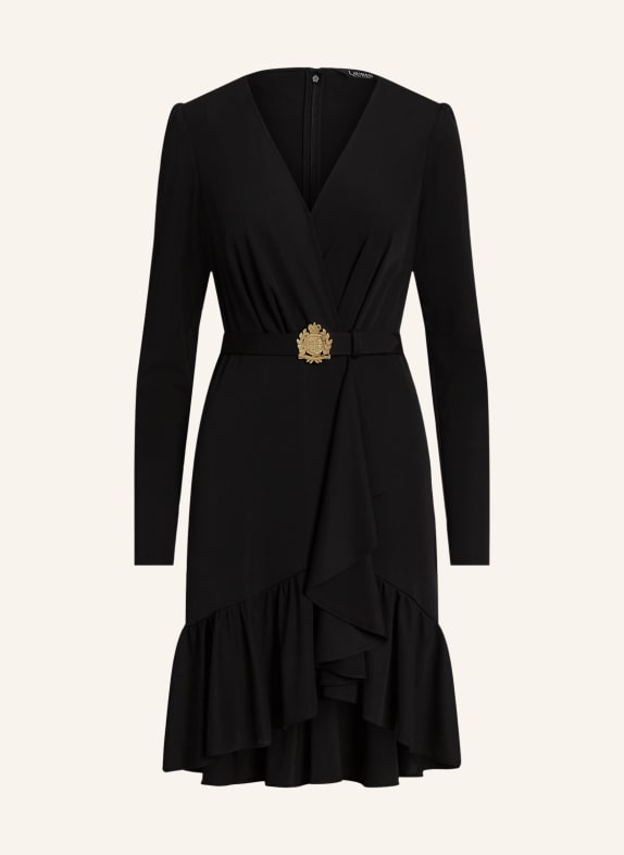 LAUREN RALPH LAUREN Jersey dress with ruffles BLACK