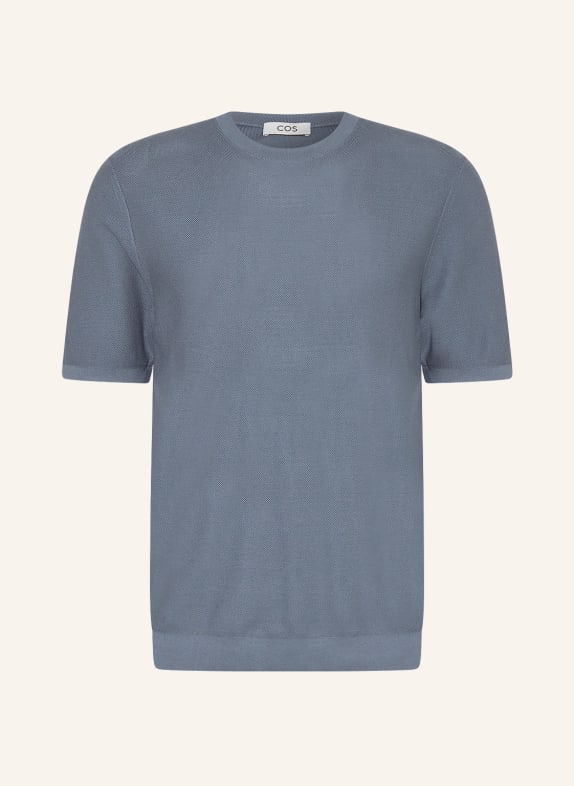 COS Piqué shirt with silk BLUE GRAY