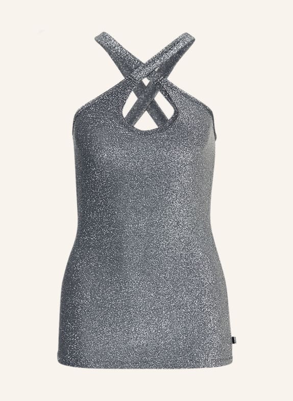 10DAYS Top with glitter thread BLUE GRAY
