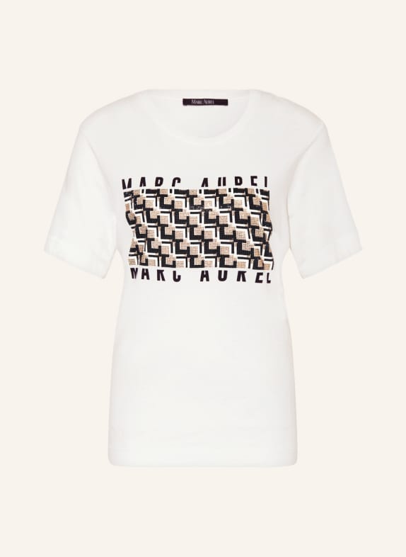 MARC AUREL T-Shirt mit Schmucksteinen WEISS