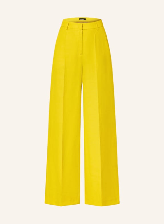 CAMBIO Wide leg trousers ALVA with linen YELLOW