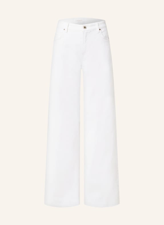 CAMBIO Flared Jeans PALAZZO 5116 pure white stone & fringe