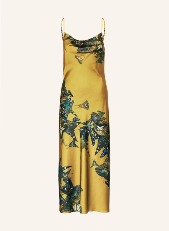 ALLSAINTS Satinkleid HADLEY DIANA GOLD/ SCHWARZ/ TÜRKIS
