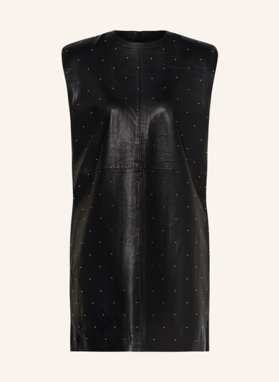 ALLSAINTS Lederkleid MIKA PINSTUD mit Nieten SCHWARZ