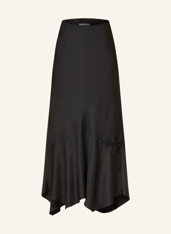 DOROTHEE SCHUMACHER Silk skirt SENSUAL COOLNESS with lace BLACK