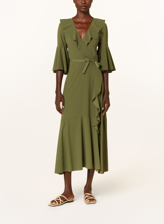 DOROTHEE SCHUMACHER Wrap dress with 3/4 sleeves OLIVE