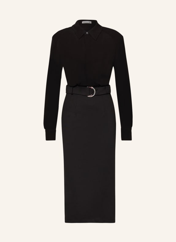 VANILIA Jersey dress in mixed materials BLACK