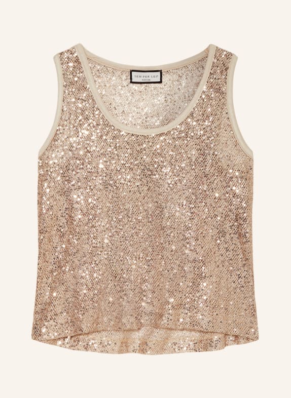 SEM PER LEI Mesh tops with sequins ROSE GOLD