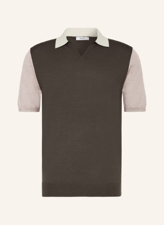 REISS Strick-Poloshirt STONELEIGH BEIGE/ TAUPE/ ECRU