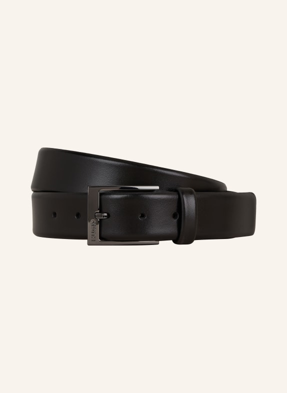 HUGO Leather belt GARNEY BLACK