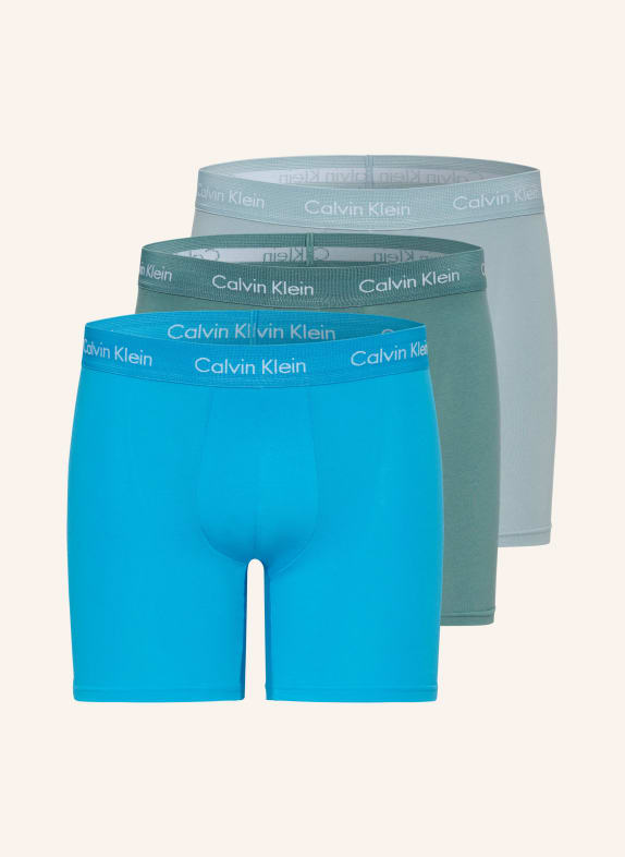 Calvin Klein 3-pack boxer shorts COTTON STRETCH TURQUOISE/ LIGHT GREEN/ BLUE GRAY