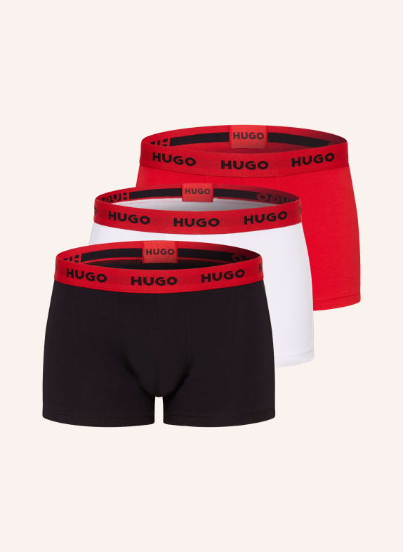 HUGO 3-pack boxer shorts WHITE/ BLACK/ RED