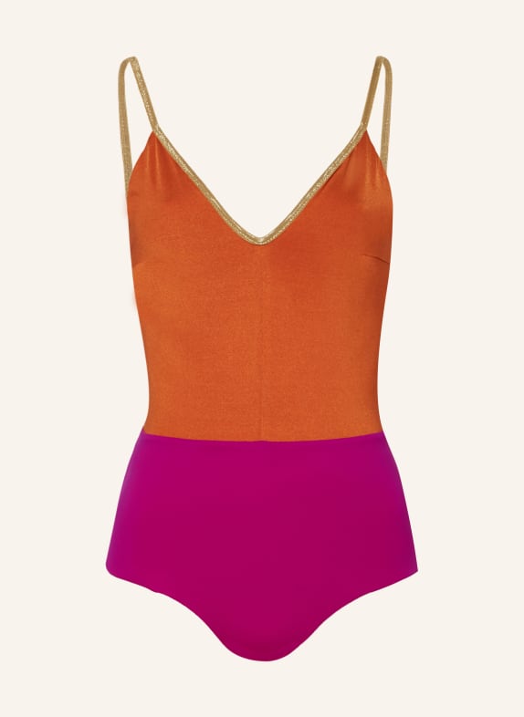 MYMARINI Swimsuit VACATIONBODY SHINE reversible with UV protection 50+ FUCHSIA/ DARK ORANGE