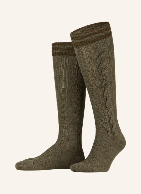 LUSANA Trachten knee high stockings 3017 jägeroliv/oliv