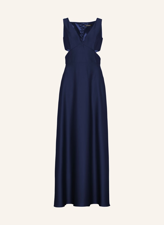 SWING Evening dress in satin with cut-outs DARK BLUE