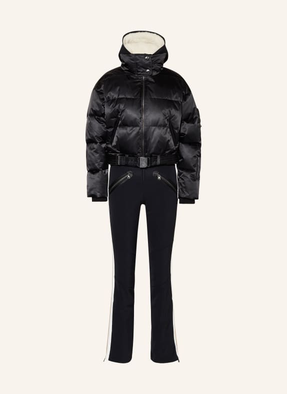 BOGNER Set AMALA: Ski overall and down ski jacket BLACK/ WHITE/ BEIGE