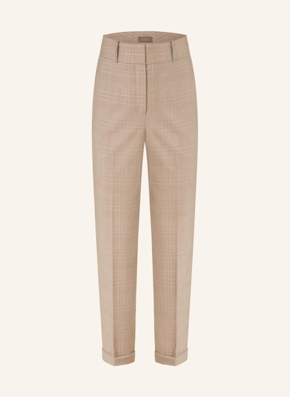 PESERICO 7/8 trousers with glitter thread BEIGE/ ECRU/ SILVER