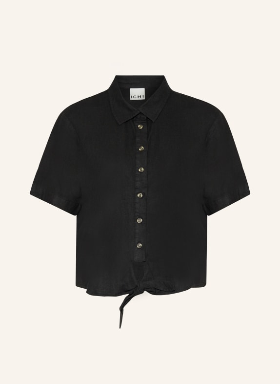 ICHI Shirt blouse IHLINO with linen BLACK
