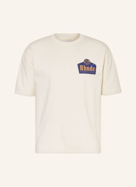 RHUDE T-Shirt GRAND CRU ECRU/ BLAU/ ORANGE
