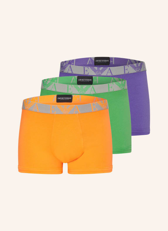 EMPORIO ARMANI 3-pack boxer shorts ORANGE/ PURPLE/ LIGHT GREEN