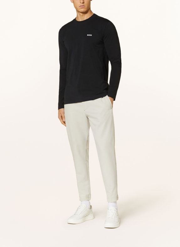BOSS Koszulka z długim rękawem CZARNY / BIAŁY