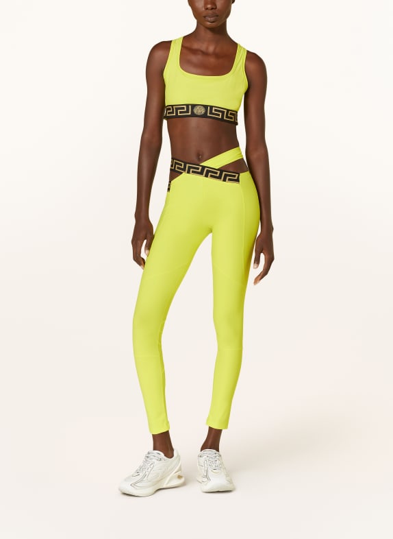VERSACE Legíny s průstřihem NEONOVĚ ŽLUTÁ / ČERNÁ / ZLATÁ
