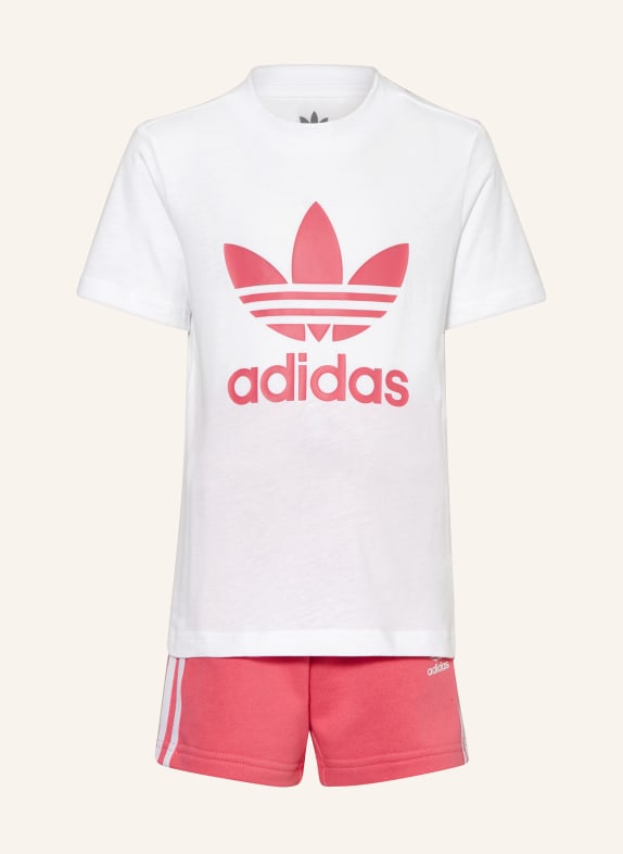 adidas Originals Zestaw ADICOLOR: T-shirt i szorty dresowe BIAŁY/ MOCNORÓŻOWY