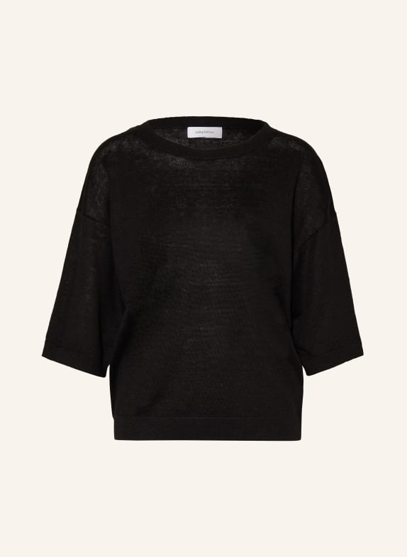 darling harbour Knit shirt made of linen with 3/4 sleeves SCHWARZ