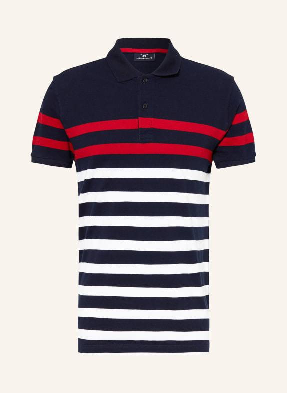 STROKESMAN'S Piqué polo shirt DARK BLUE/ WHITE/ RED
