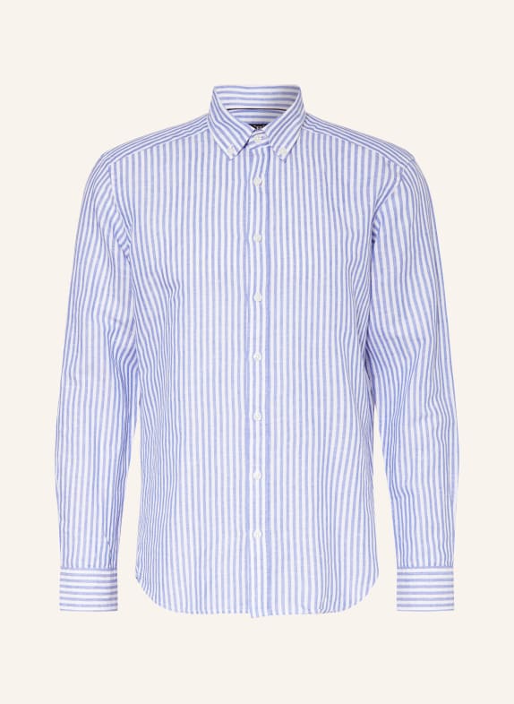STROKESMAN'S Shirt regular fit with linen BLUE