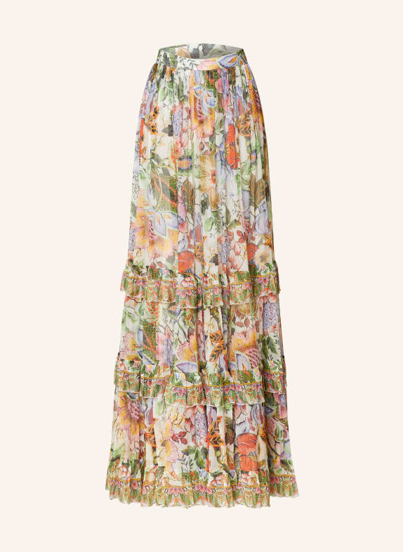 ETRO Silk skirt with ruffles WHITE/ LIGHT GREEN/ ORANGE