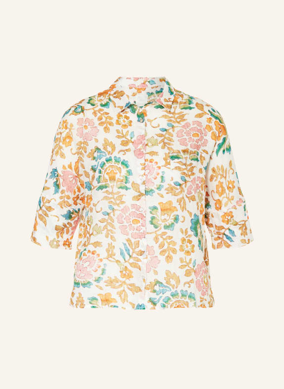 120%lino Shirt blouse made of linen CREAM/ ORANGE/ TURQUOISE
