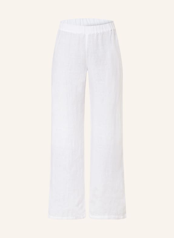 120%lino Wide leg trousers made of linen WHITE