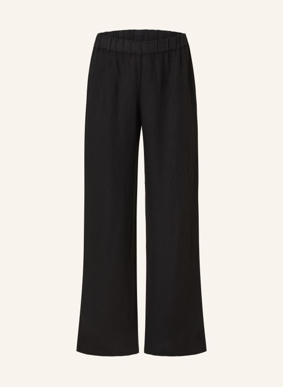 120%lino Wide leg trousers made of linen BLACK