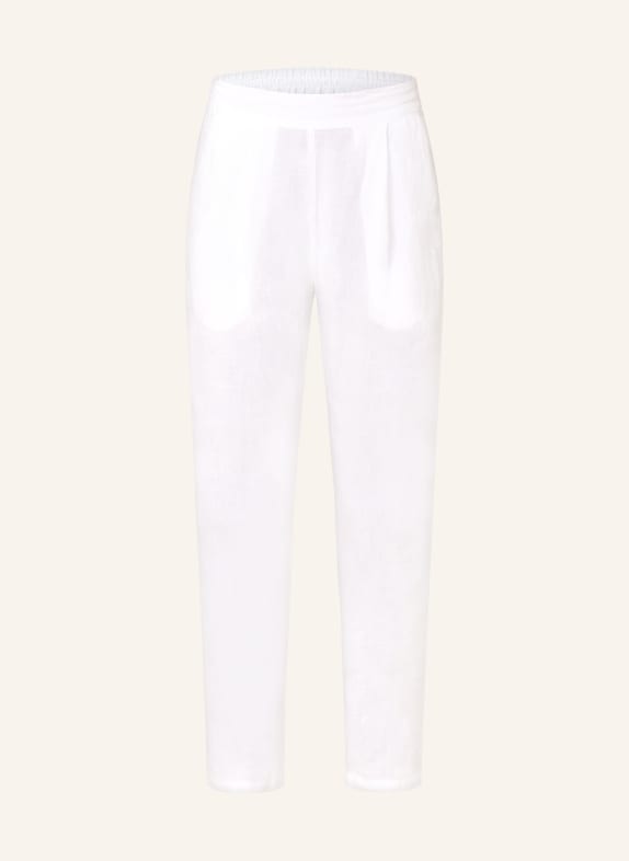120%lino 7/8 pants made of linen WHITE