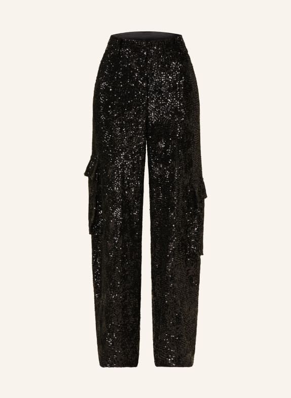 ROTATE Cargo pants with sequins BLACK