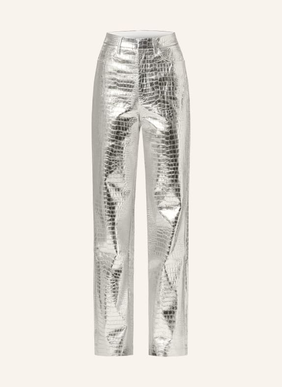 ROTATE Pants in leather look SILVER