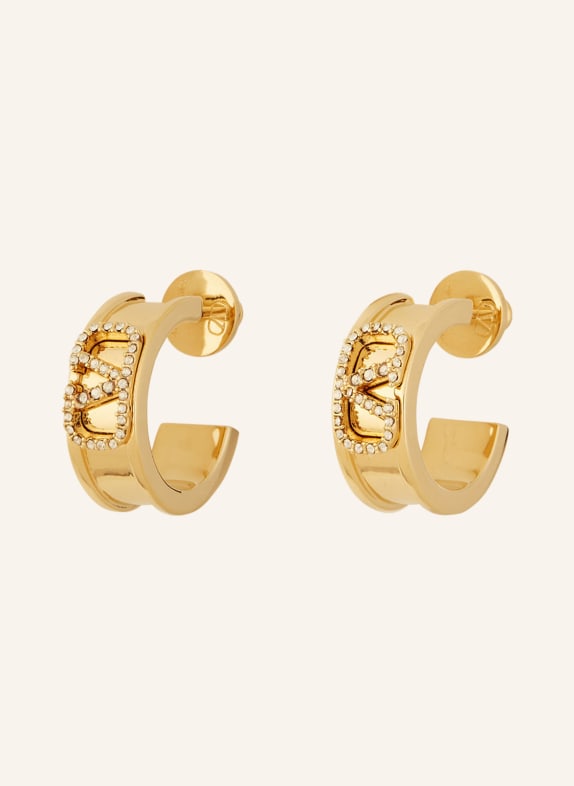 VALENTINO GARAVANI Creole earrings VLOGO SIGNATURE with Swarovski® crystals GOLD/ WHITE