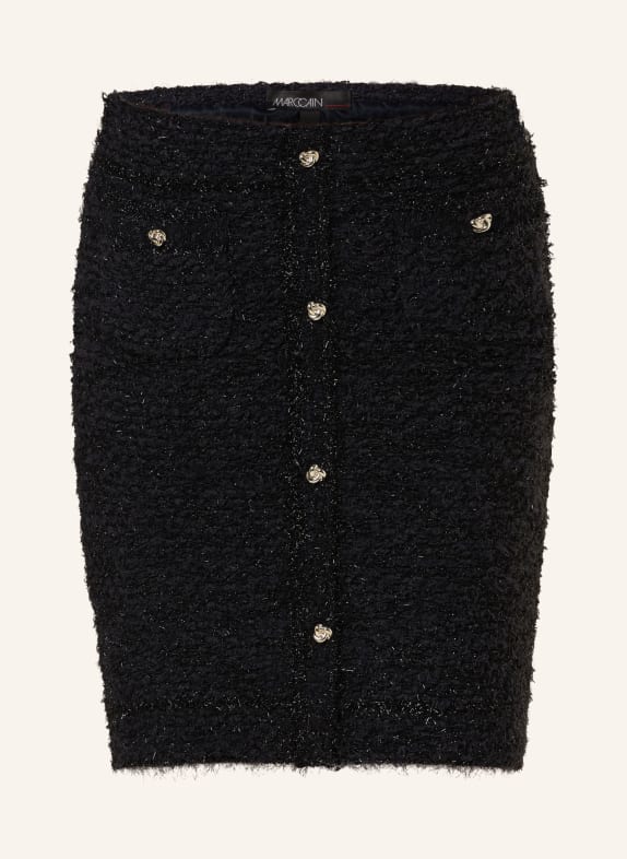 MARC CAIN Tweed skirt with glitter thread BLACK