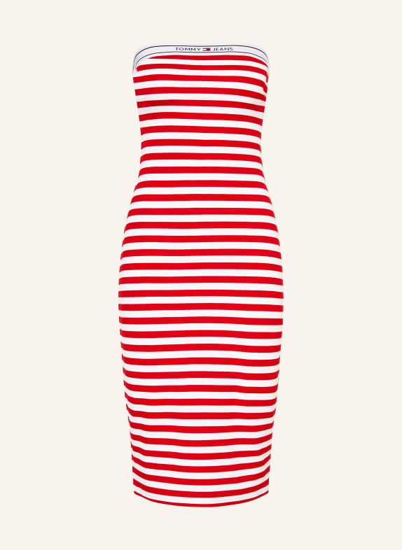 TOMMY JEANS Off-shoulder dress made of jersey RED/ WHITE