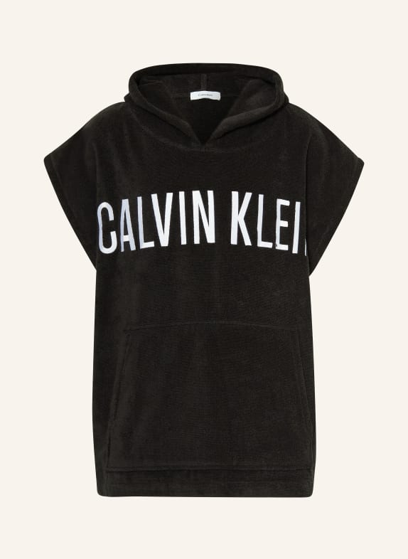 Calvin Klein Bluza z kapturem z frotte CZARNY/ BIAŁY