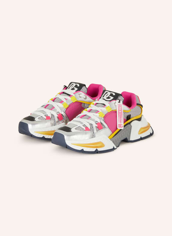 DOLCE & GABBANA Sneakers AIRMASTER SILVER/ PINK/ YELLOW