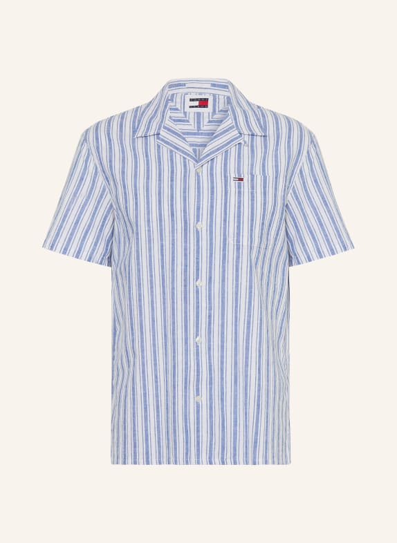 TOMMY JEANS Resort shirt regular fit with linen BLUE/ WHITE